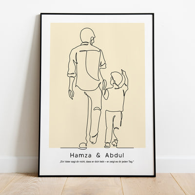 Vater & Sohn Poster, stehend gehend, personalisiert