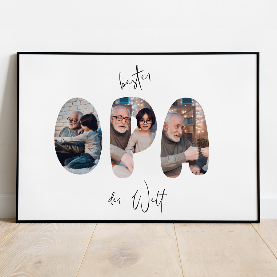 Bester Opa der Welt Fotoposter, Geschenkidee Großvater, personalisierbar für Opi