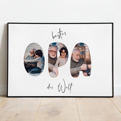 Bester Opa der Welt Fotoposter, Geschenkidee Großvater, personalisierbar für Opi