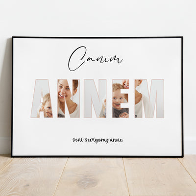 Canim Annem Fotoposter, türkisch Meine Liebe Mutter Mama, personalisiert, Geschenkidee