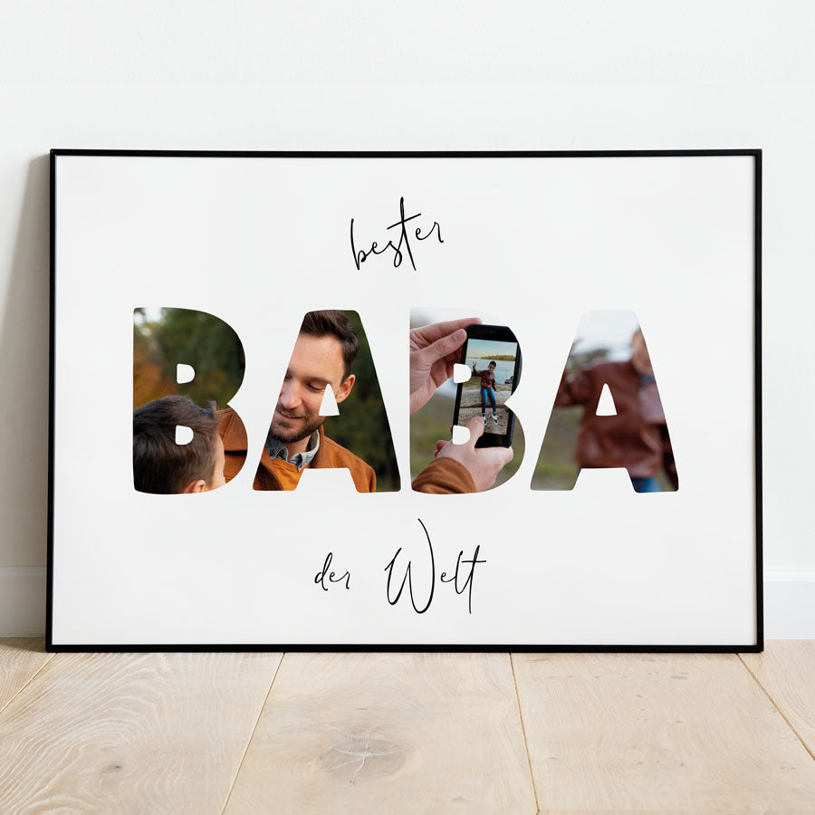 "Bester Baba der Welt" Fotoposter, türkisch Vater Babam, personalisiert Geschenk Idee