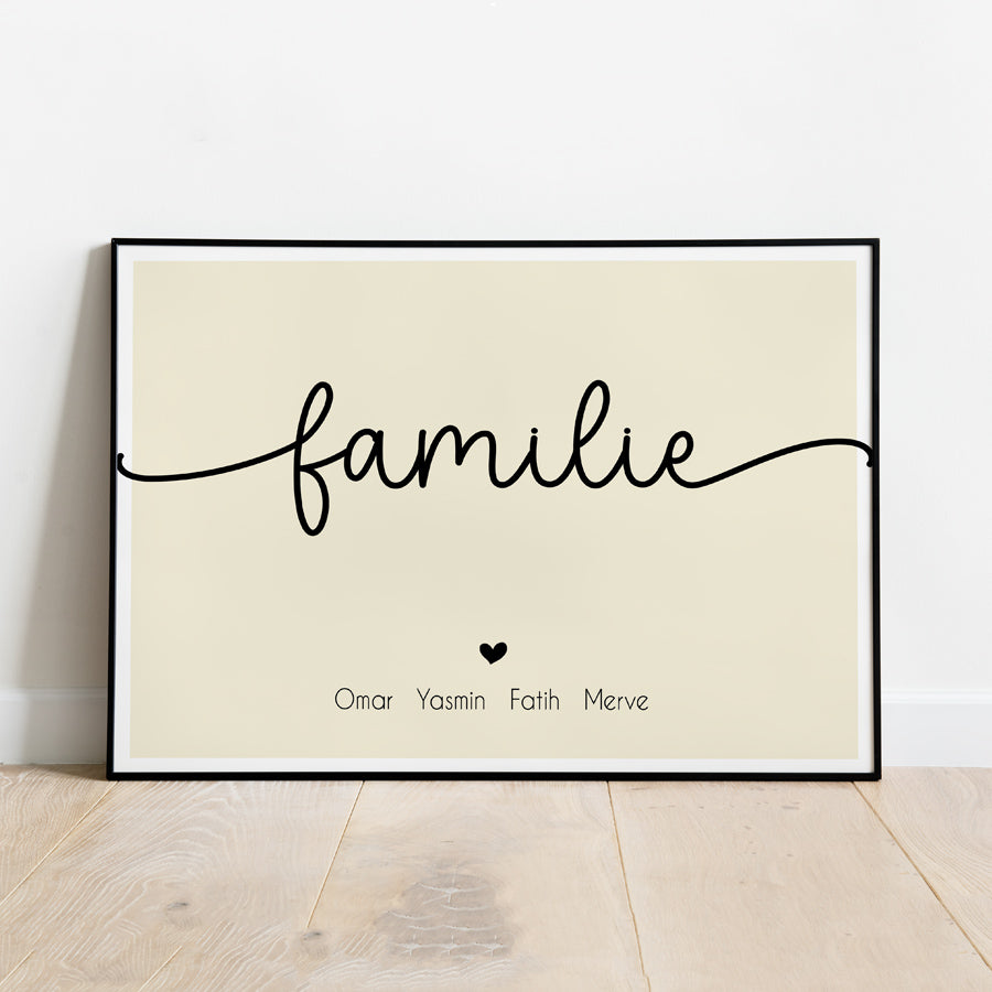 Familie Family Poster, mit Namen und Widmung personalisierbar