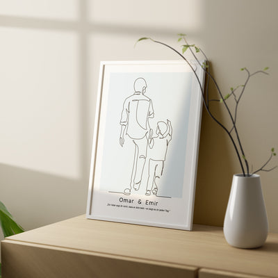 Vater & Sohn Poster, stehend gehend, personalisiert