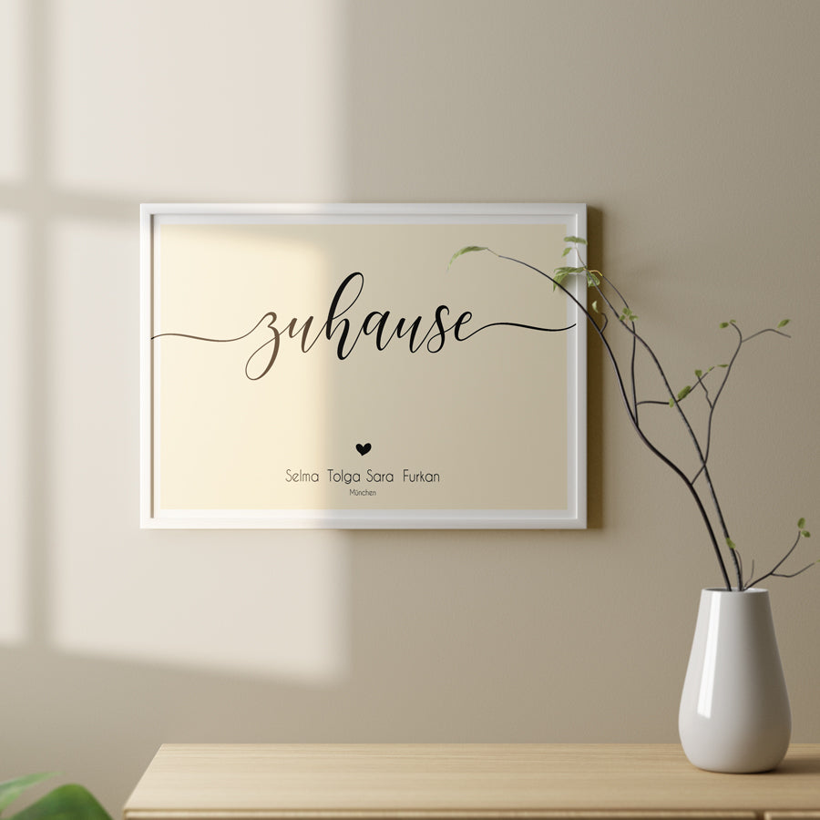 Zuhause Poster, Familie, mit Namen personalisierbar