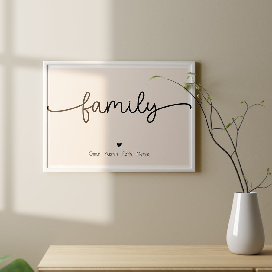 Familie Family Poster, mit Namen und Widmung personalisierbar