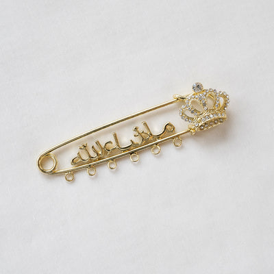 Babyspange "Mashallah arabic", 18 KARAT gold-plated, Brosche Pin personalisierbar 