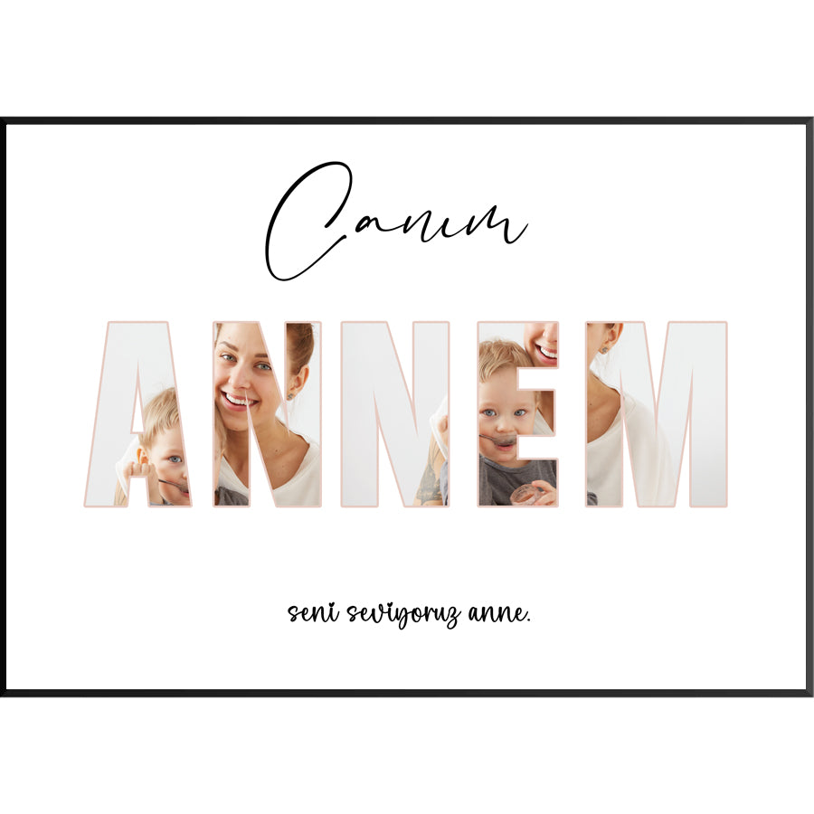 Canim Annem Fotoposter, türkisch Meine Liebe Mutter Mama, personalisiert, Geschenkidee