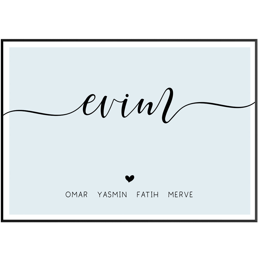 Evim Poster, Zuhause Poster, türkisch, personalisierbar, Geschenk