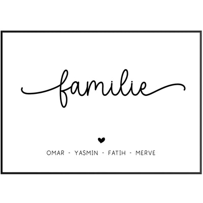 Familie Family Poster, mit Namen und Widmung personalisierbar