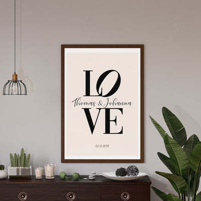 LOVE Poster mit Namen, Vogue Letter Stil, personalisierbar