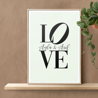 LOVE Poster mit Namen, Vogue Letter Stil, personalisierbar