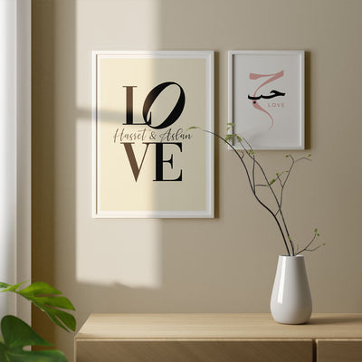 LOVE Poster mit Namen, Vogue Letter Stil, personalisierbar