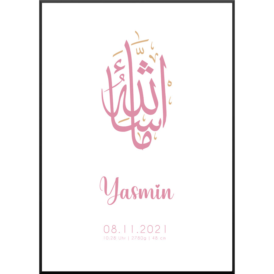 Mashaallah Baby Poster, Newborn, orientalisch, personalisierbar