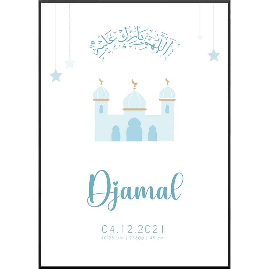 Moschee Baby Poster, Newborn, Camii, Masjid, personalisierbar